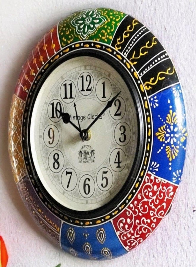 Vintage Clock Painted Handcrafted Wooden Wall Clock/One Year Warranty / 5583-10-H - Image 1